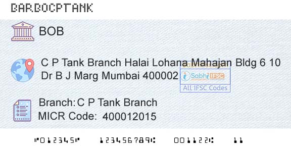 Bank Of Baroda C P Tank BranchBranch 
