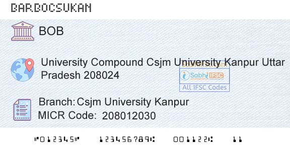 Bank Of Baroda Csjm University KanpurBranch 