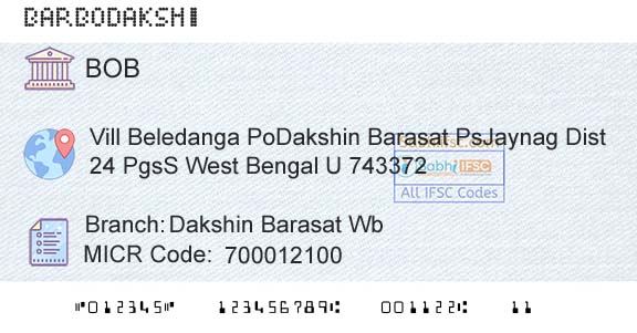 Bank Of Baroda Dakshin Barasat WbBranch 