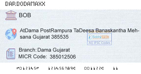 Bank Of Baroda Dama GujaratBranch 