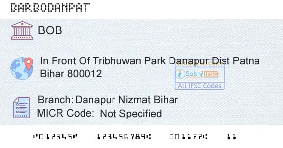 Bank Of Baroda Danapur Nizmat BiharBranch 