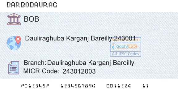 Bank Of Baroda Dauliraghuba Karganj BareillyBranch 