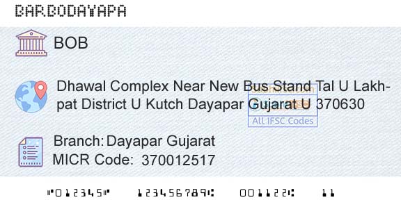 Bank Of Baroda Dayapar GujaratBranch 