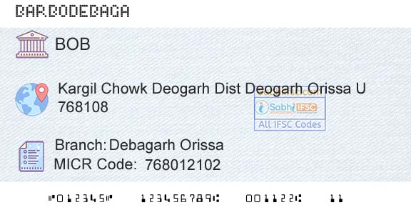 Bank Of Baroda Debagarh OrissaBranch 