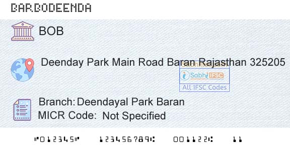 Bank Of Baroda Deendayal Park BaranBranch 