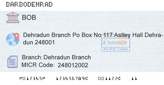 Bank Of Baroda Dehradun BranchBranch 
