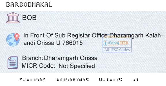 Bank Of Baroda Dharamgarh OrissaBranch 