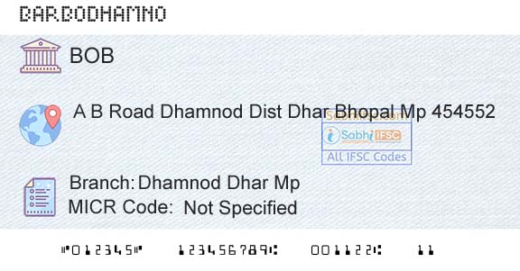 Bank Of Baroda Dhamnod Dhar MpBranch 