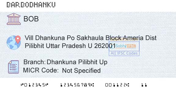 Bank Of Baroda Dhankuna Pilibhit UpBranch 