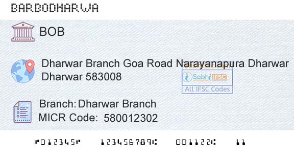 Bank Of Baroda Dharwar BranchBranch 
