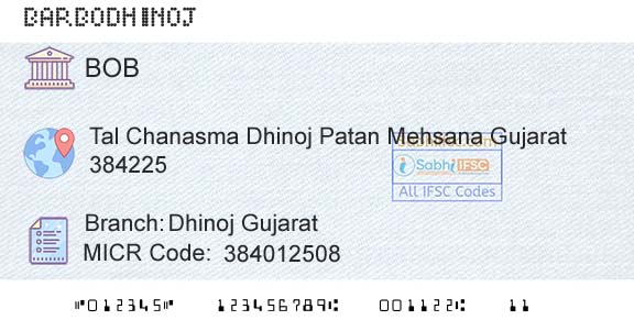 Bank Of Baroda Dhinoj GujaratBranch 