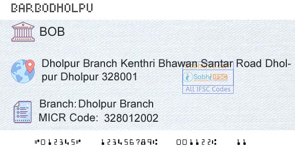 Bank Of Baroda Dholpur BranchBranch 