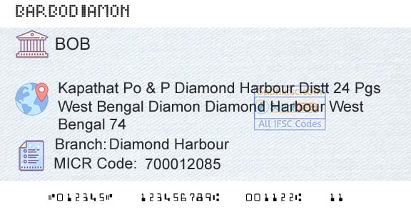 Bank Of Baroda Diamond HarbourBranch 