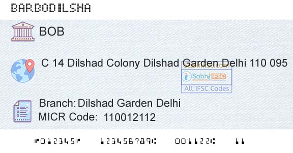 Bank Of Baroda Dilshad Garden DelhiBranch 
