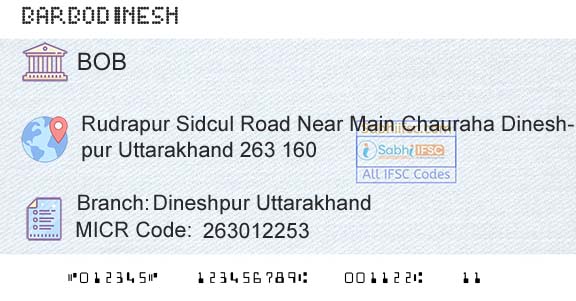 Bank Of Baroda Dineshpur UttarakhandBranch 
