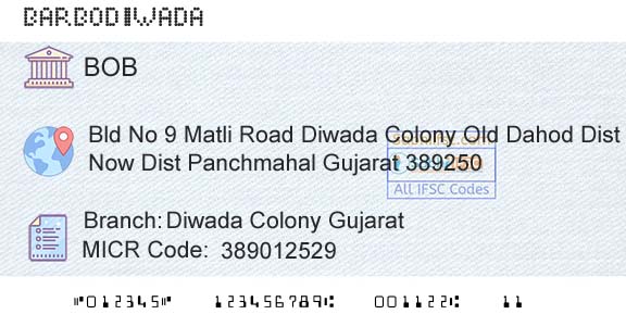 Bank Of Baroda Diwada Colony GujaratBranch 