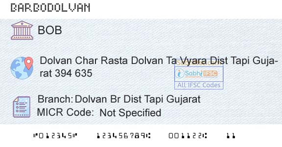 Bank Of Baroda Dolvan Br Dist Tapi GujaratBranch 