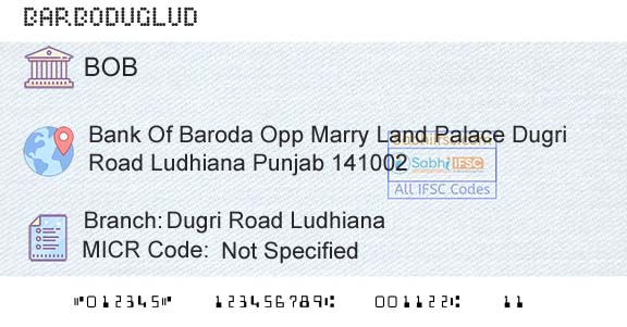Bank Of Baroda Dugri Road LudhianaBranch 