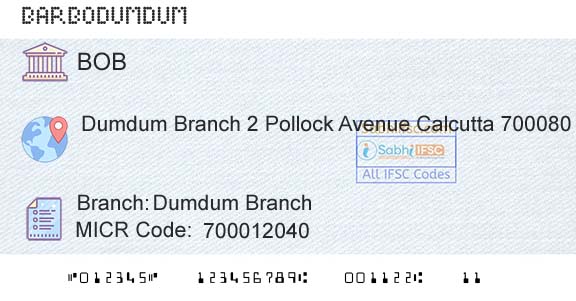 Bank Of Baroda Dumdum BranchBranch 