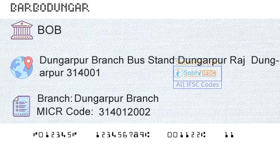 Bank Of Baroda Dungarpur BranchBranch 