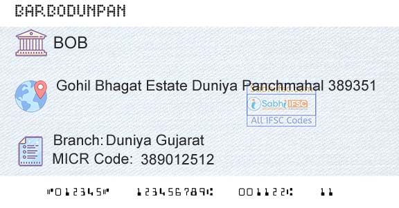Bank Of Baroda Duniya GujaratBranch 