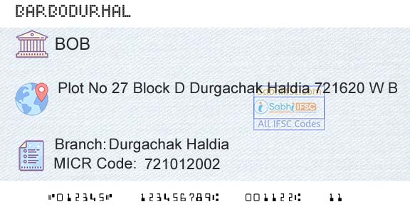 Bank Of Baroda Durgachak HaldiaBranch 