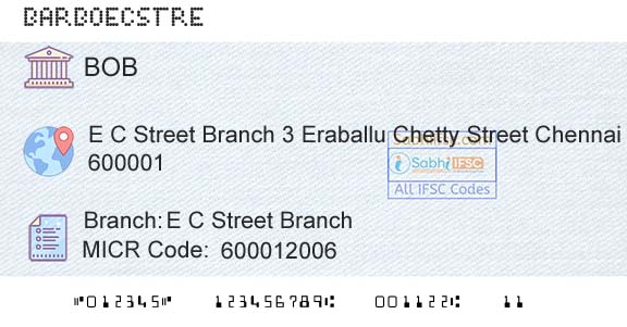 Bank Of Baroda E C Street BranchBranch 