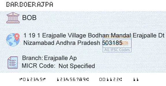 Bank Of Baroda Erajpalle ApBranch 
