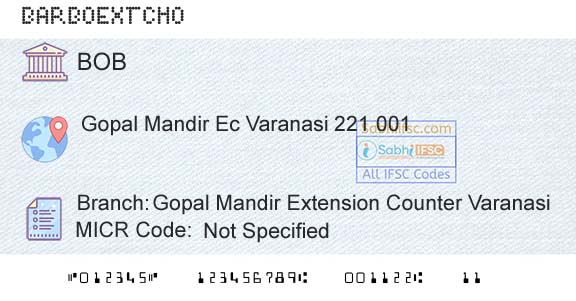 Bank Of Baroda Gopal Mandir Extension Counter VaranasiBranch 