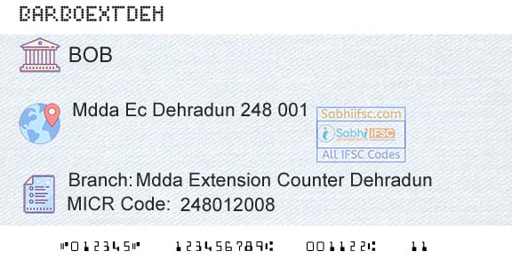 Bank Of Baroda Mdda Extension Counter DehradunBranch 