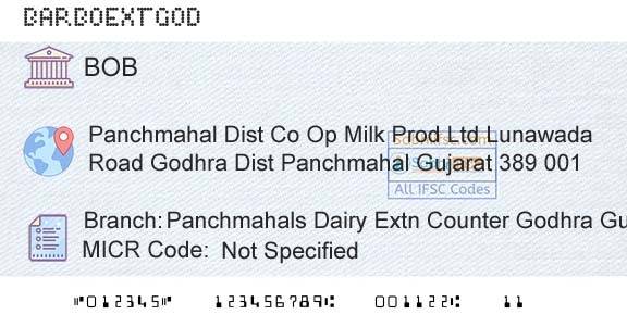 Bank Of Baroda Panchmahals Dairy Extn Counter Godhra GujaratBranch 