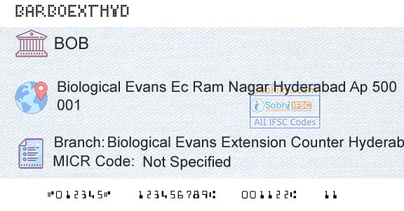 Bank Of Baroda Biological Evans Extension Counter HyderabadBranch 