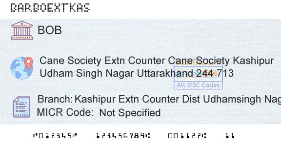Bank Of Baroda Kashipur Extn Counter Dist Udhamsingh Nagar UttaraBranch 
