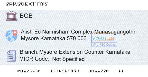 Bank Of Baroda Mysore Extension Counter KarnatakaBranch 