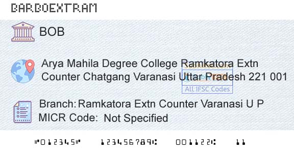 Bank Of Baroda Ramkatora Extn Counter Varanasi U P Branch 