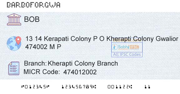 Bank Of Baroda Kherapti Colony BranchBranch 