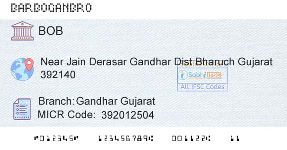 Bank Of Baroda Gandhar GujaratBranch 
