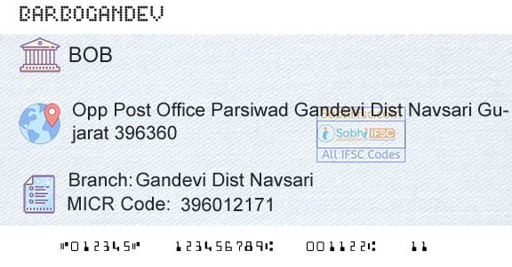 Bank Of Baroda Gandevi Dist NavsariBranch 