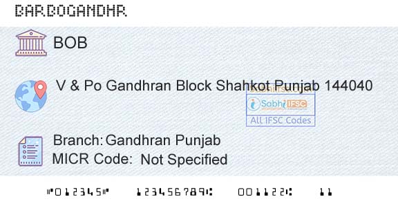 Bank Of Baroda Gandhran PunjabBranch 