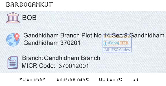 Bank Of Baroda Gandhidham BranchBranch 