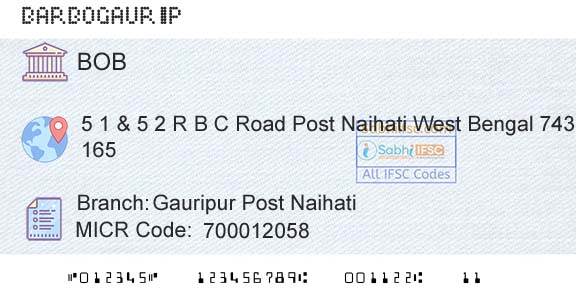 Bank Of Baroda Gauripur Post NaihatiBranch 
