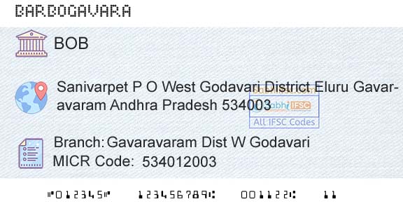 Bank Of Baroda Gavaravaram Dist W GodavariBranch 
