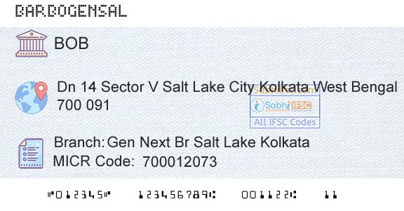 Bank Of Baroda Gen Next Br Salt Lake KolkataBranch 