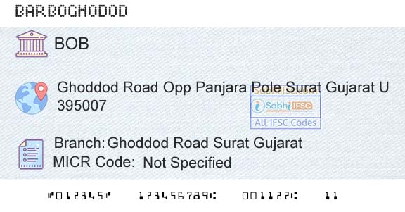 Bank Of Baroda Ghoddod Road Surat GujaratBranch 