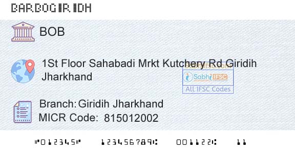 Bank Of Baroda Giridih JharkhandBranch 