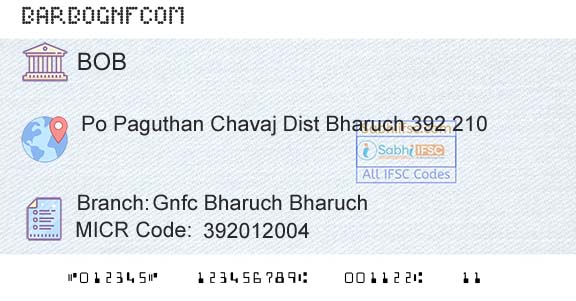 Bank Of Baroda Gnfc Bharuch BharuchBranch 