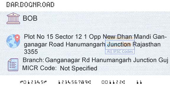 Bank Of Baroda Ganganagar Rd Hanumangarh Junction GujBranch 