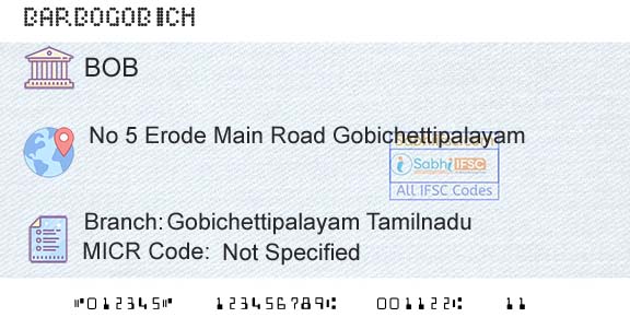 Bank Of Baroda Gobichettipalayam TamilnaduBranch 