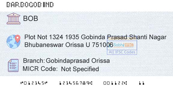Bank Of Baroda Gobindaprasad OrissaBranch 