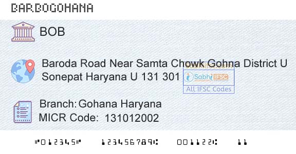 Bank Of Baroda Gohana HaryanaBranch 